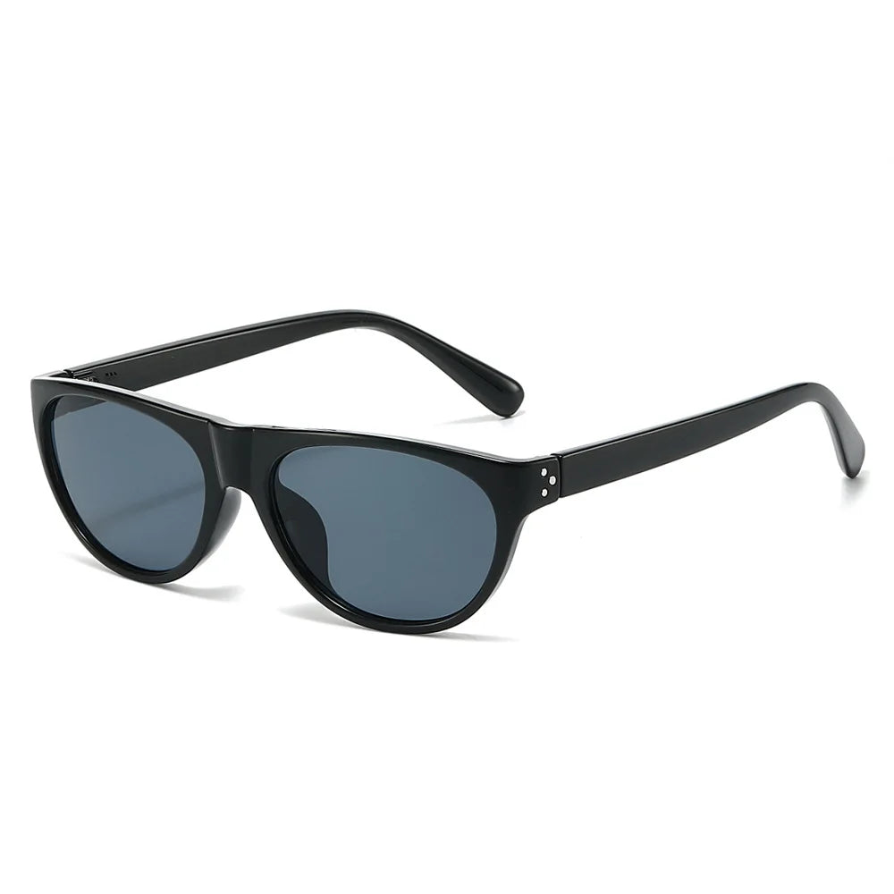 JNPCXI New Fashion Pilot Cat Eye Sunglasses Women Retro Rivets Shades UV400 Men Clear Lens Frame
