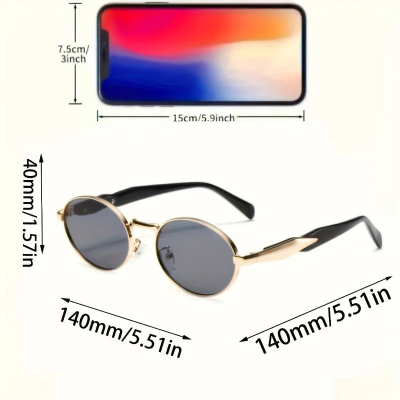 Retro Metal Full Frame Sunglasses Unisex Spring Hinge Fashion UV400 Eyewear