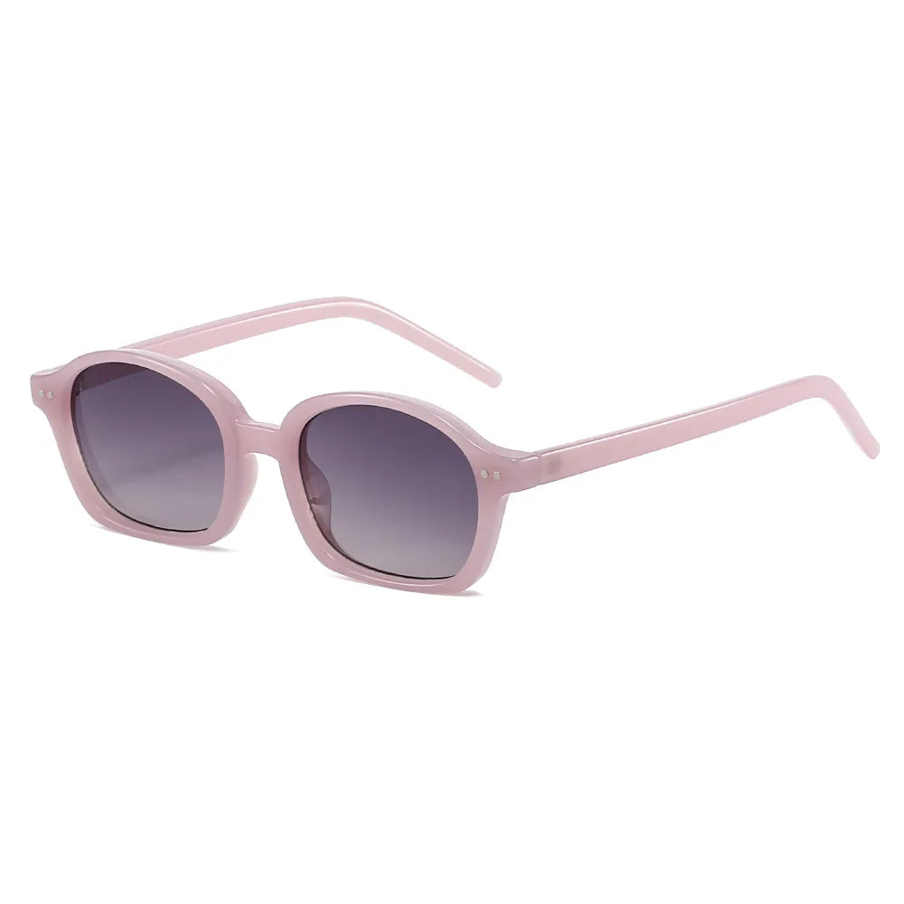 JNPCXI New Fashion Small Oval Jelly Color Women Sunglasses Shades UV400 Fashion Orange Gradient Men Punk Rivets Sun Glasses