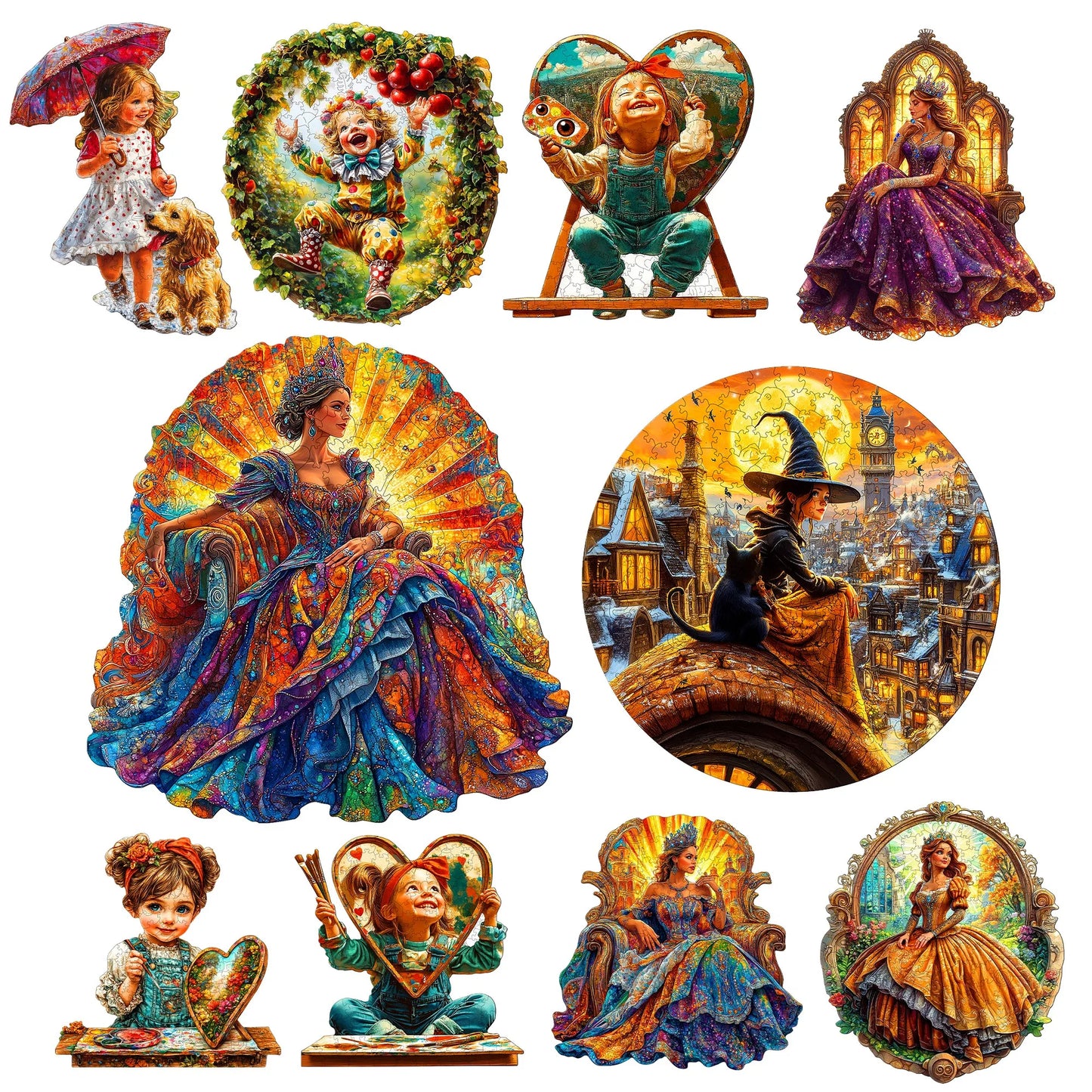 Children and The Queen Wooden Jigsaw Puzzle Wood Home Decor Painting Christmas and Halloween Gift Toy for Teen and Kid