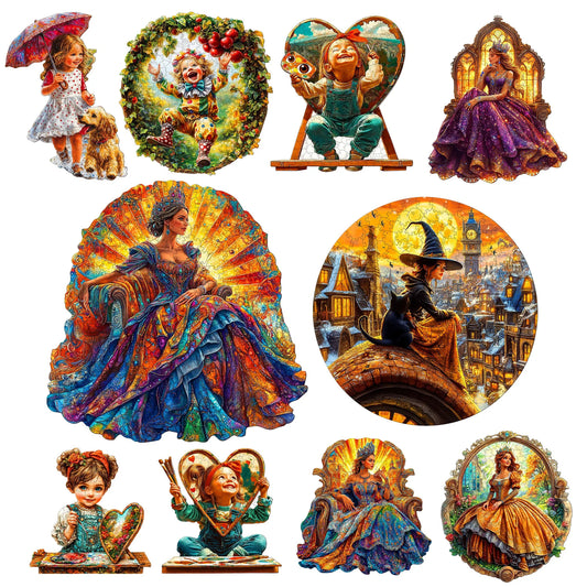 Children and The Queen Wooden Jigsaw Puzzle Wood Home Decor Painting Christmas and Halloween Gift Toy for Teen and Kid
