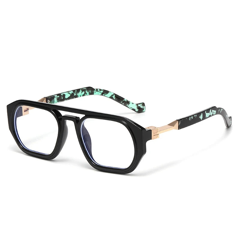 JNPCXI New Retro Polygon Square Double Bridges Women Sunglasses Shades Black Fashion Clear Gradient Lens Men Trending Frame