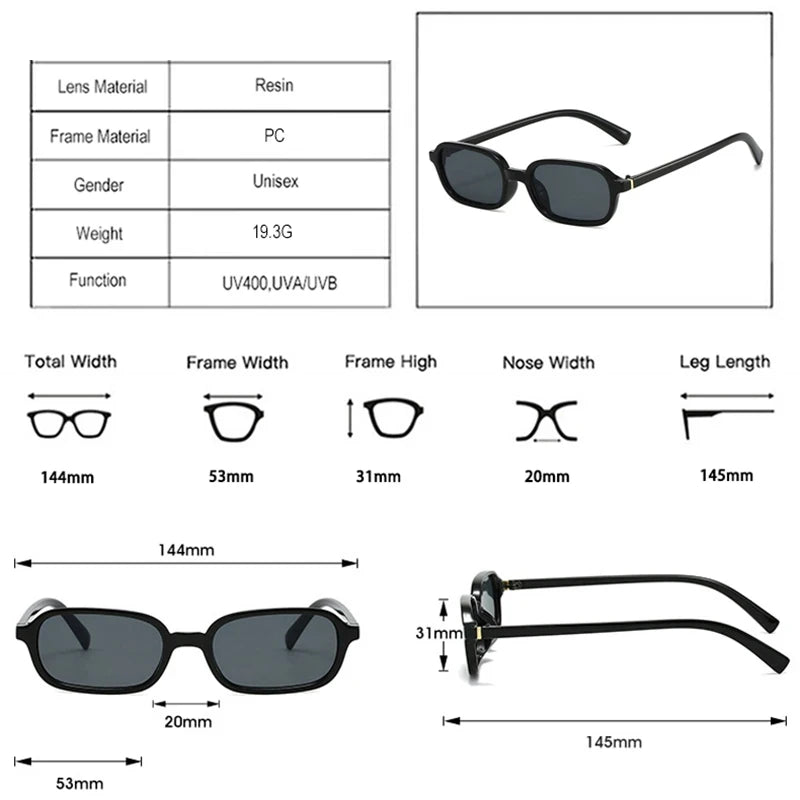 JNPCXI New Vintage Small Rectangle Sunglasses Women Shades UV400 Fashion Men Sun Glasses Clear Lens Frame