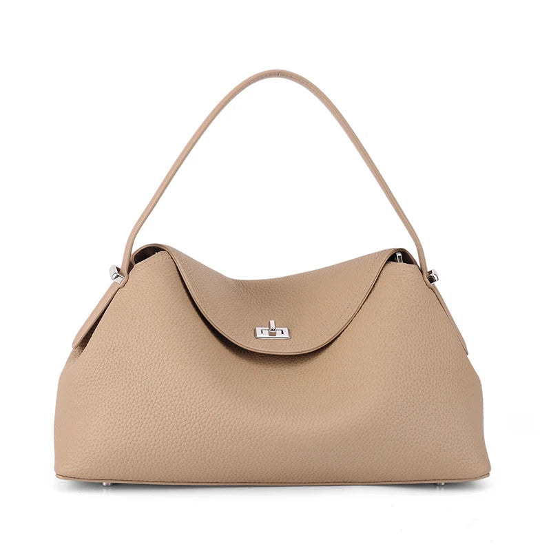 Genuine Leather Tote Bag for Women Large Capacity Cowhide Shoulder Bag Patchwork Commute Handbag Luxury Designer Crossbody Bag
