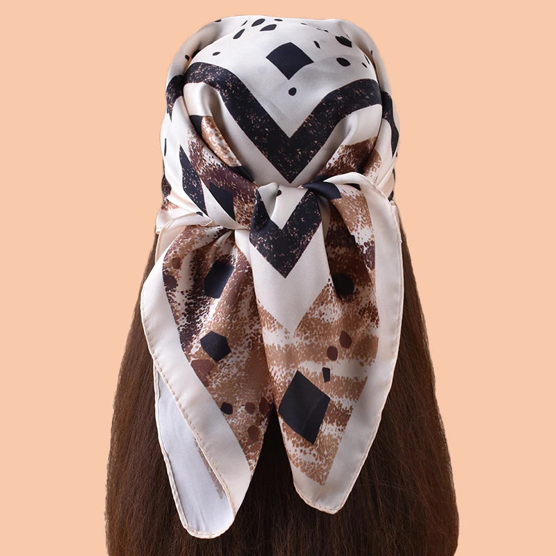 1PC Women's Spot Print Thin Satin Silk-Like Square Scarf Bohemian Casual Neck Wrap Lightweight Comfortable Spring Summer Daily