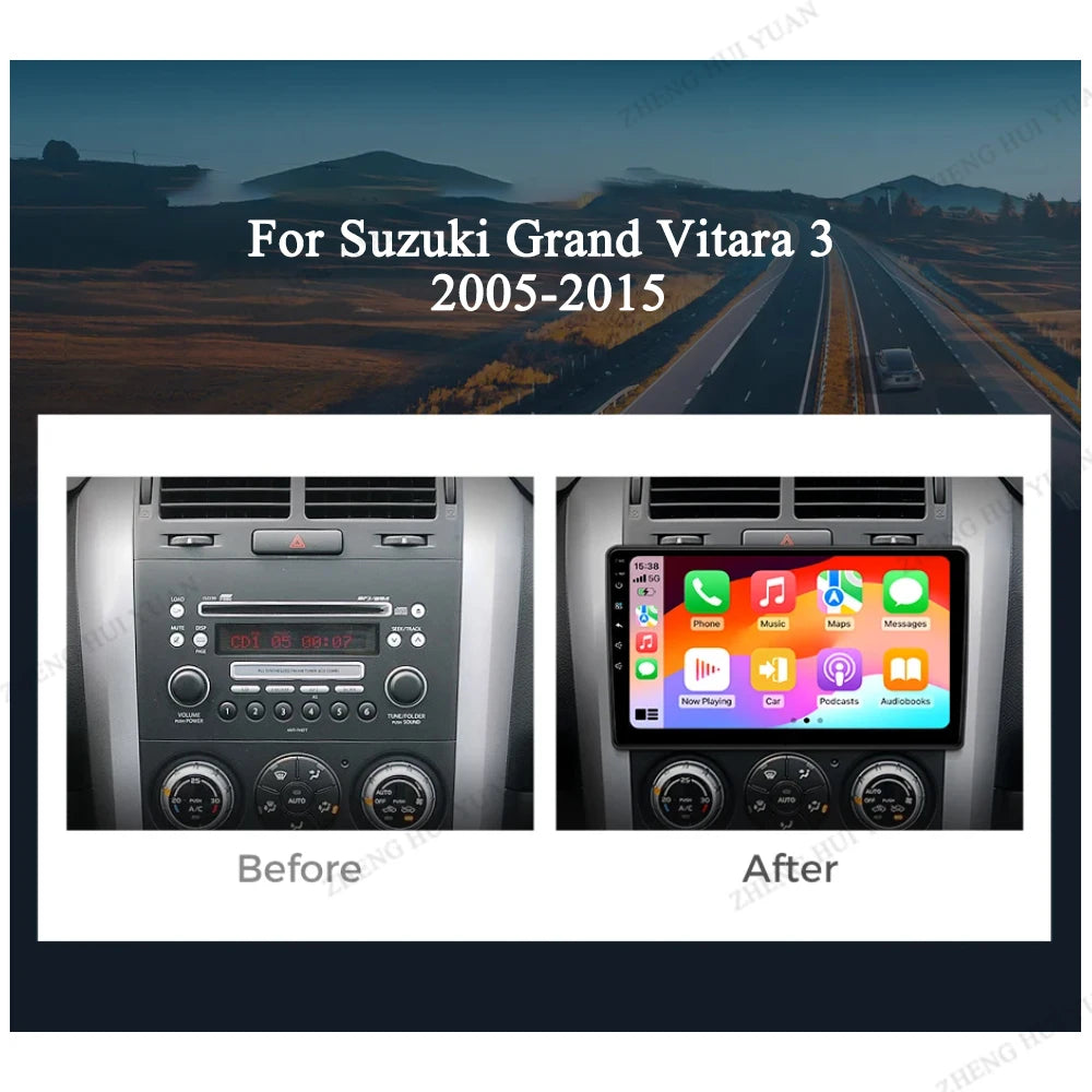 Android 15 CarPlay Auto For Suzuki Grand Vitara 3 2005-2014+ Car Radio Multimedia navigation video DVD Autoradio Stereo 2din 4G+