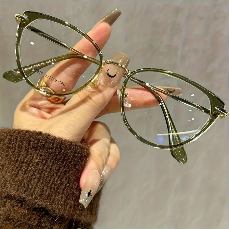 1 Pair of Y2K Style Women's Cat Eye Glasses Transparent Lenses Lightweight PC Frame with Metal Hinges