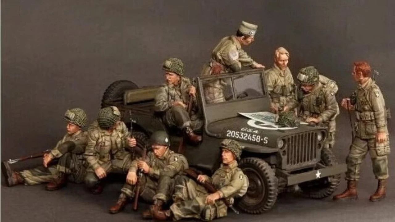 1:35 Die Casting Resin Model Assembly Kit, US 101st Airborne Division 9 People Unpainted