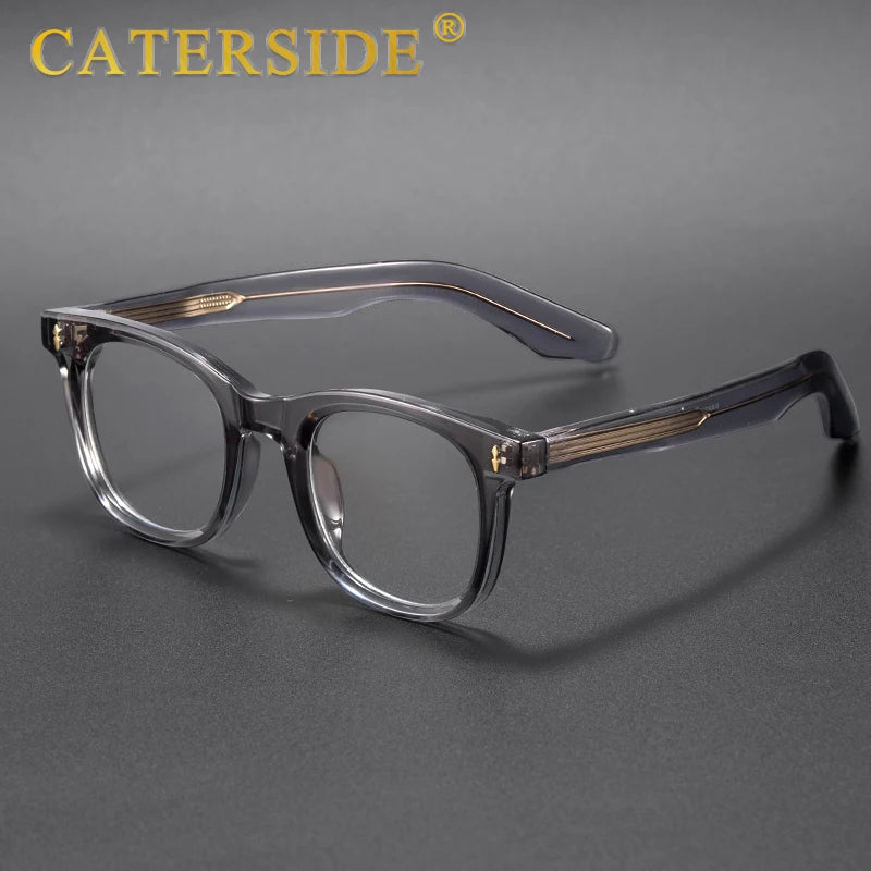 CATERSIDE Fashion Men Round Eyeglass Brand Design High-Quality Tr-90 Frame Acetate Core Insert Leg Women Anti Blue Light Glasses
