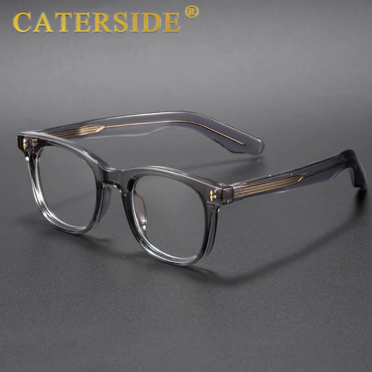 CATERSIDE Fashion Men Round Eyeglass Brand Design High-Quality Tr-90 Frame Acetate Core Insert Leg Women Anti Blue Light Glasses