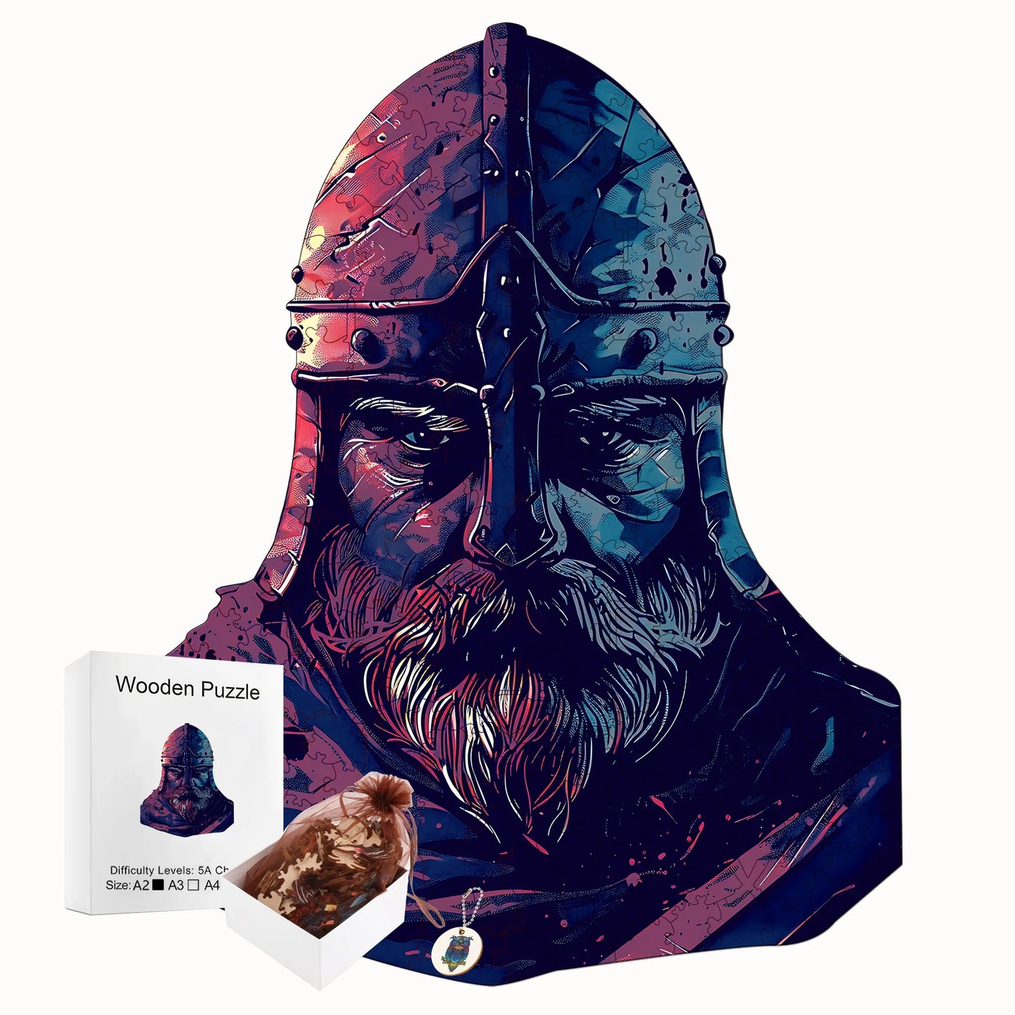 Brave Warrior Wooden Puzzle Retro Style Wooden Decor Christmas and Halloween Gift Toy for Teen and Kid