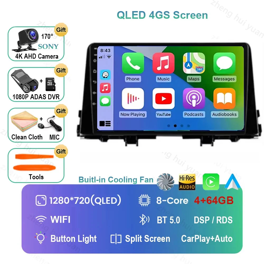 9 Inch Car Multimedia Player for KIA Morning 3 Picanto 2016 - 2018 2019 2020 Android 16 Car Stereo Car Radio GPS Carplay Auto