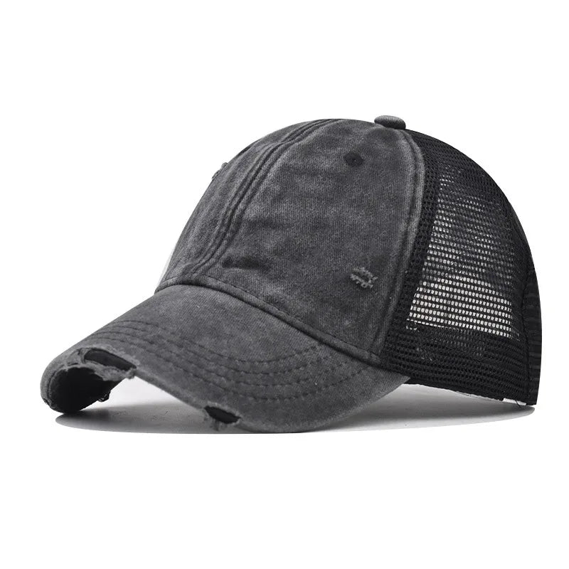 Washed Cotton Mesh Breathable Baseball Cap Old Ripped Board Caps Men Women Hats