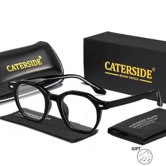 CATERSIDE Men Classic Optical Glasses 1.56 Refractive Index Circular Lens Prescription Glasses Women Versatile Reading Eyeglass