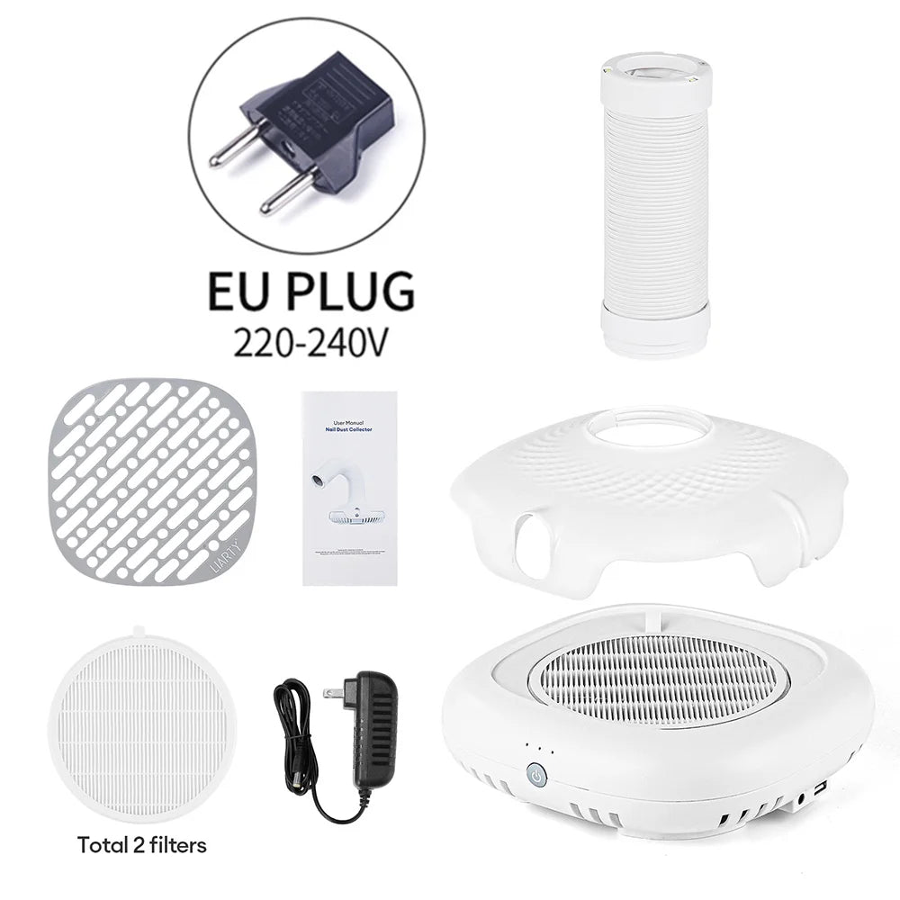 130W Brushless Double Use Nail Dust Extractor With Tube Elbow Nail Dust Collector Nail Art Manicure Powerful Vacuum Cleaner