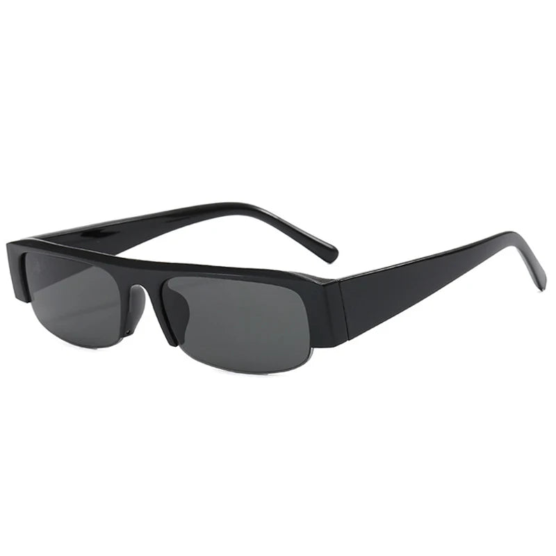 JNPCXI Vintage Small Rectangle Sunglasses Women Shades UV400 Fashion Clear Lens Men Half Frame Eyewear