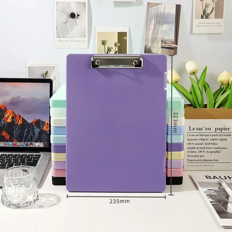 Durable Plastic A4 File Organizer with Clip, Large Capacity, Multi-Functional Document Holder for Students & Office Use
