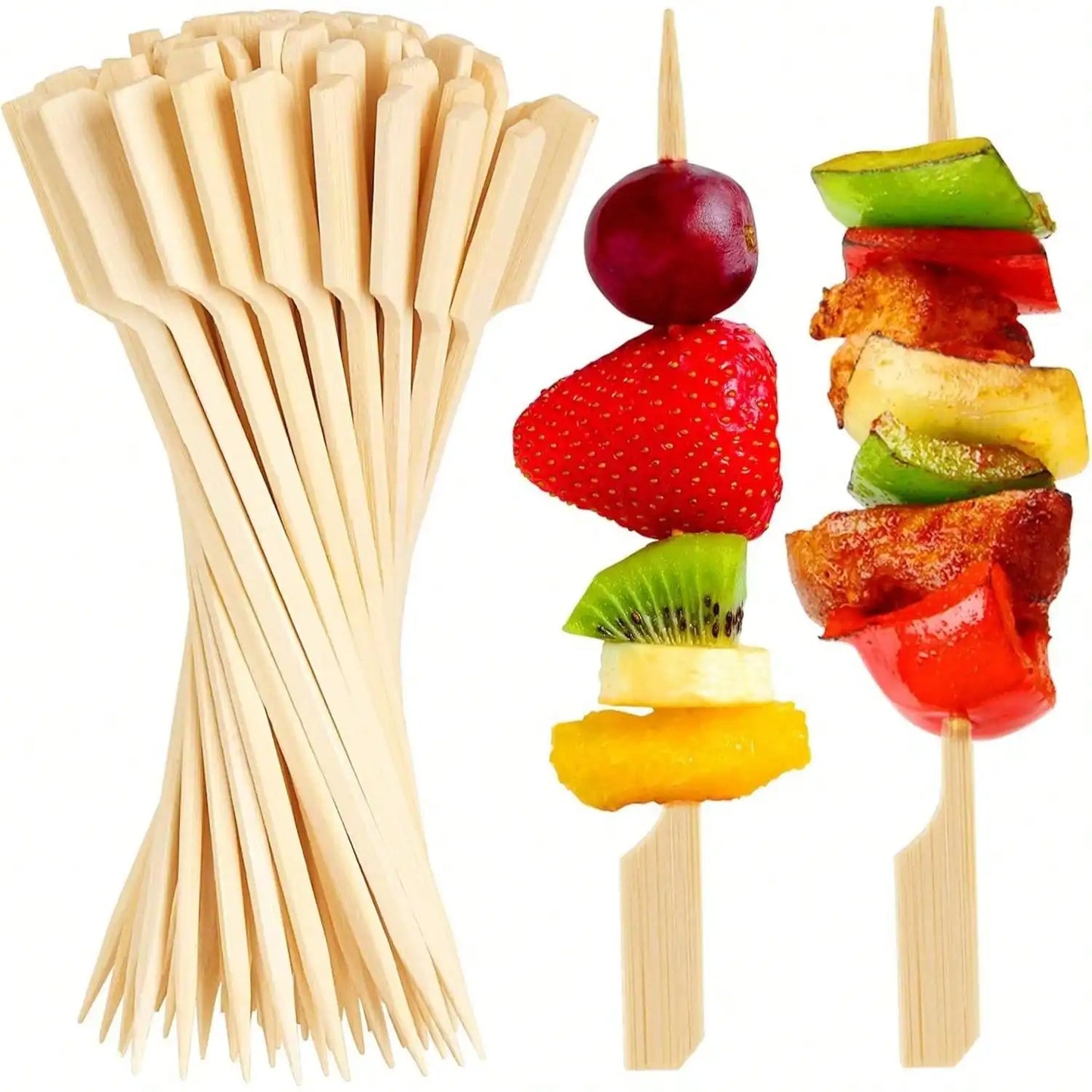 Cocktail Picks Bamboo Skewers For Appetizers, Paddle Wooden Skewers Fancy Flat Toothpicks Bamboo Sticks For Party Sandwich Fruit