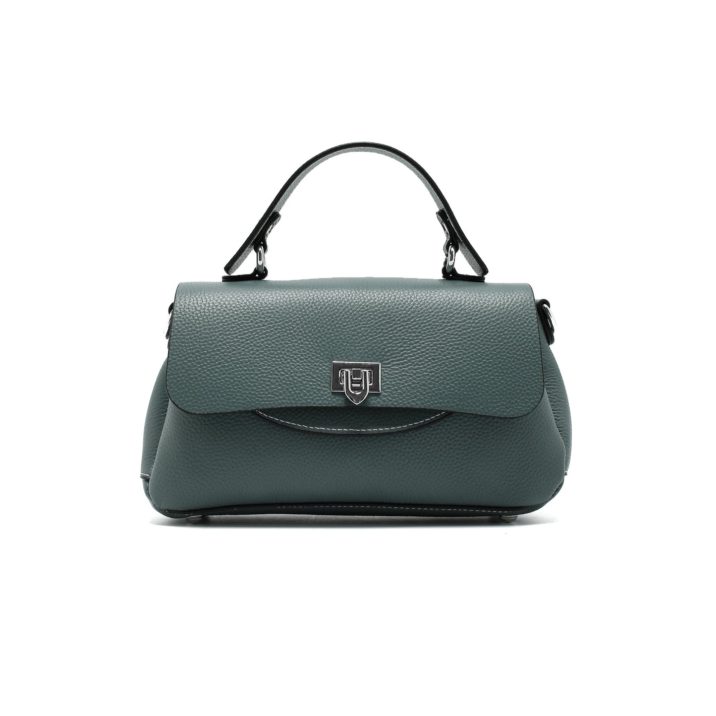 Genuine Leather Mini Crossbody Bag for Women Top Handle Satchel Handbag with Lock Closure Adjustable Strap Small Shoulder Bag