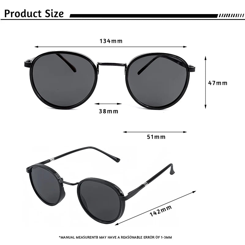 Caterside Vintage Polarized Round Sunglasses Men Steampunk TR Metal Frame Sun Glasses Women Driving Fishing Party Eyewear UV400