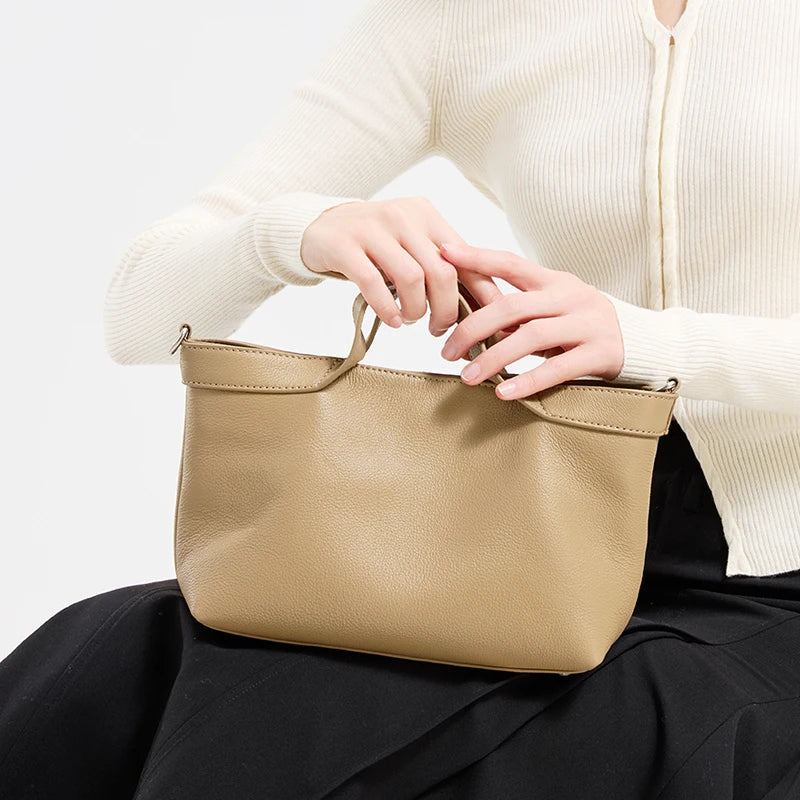 New Women's fashion Genuine Leather Tote Handbag Female luxury designer Real Leather Crossbody Shoulder Bags Retro Underarm bag