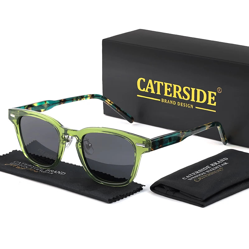 CATERSIDE Retro Square Polarized Sunglasses Men TR90 Frame High Quality Sun Glasses for Women Driving Fishing Party Eyewear