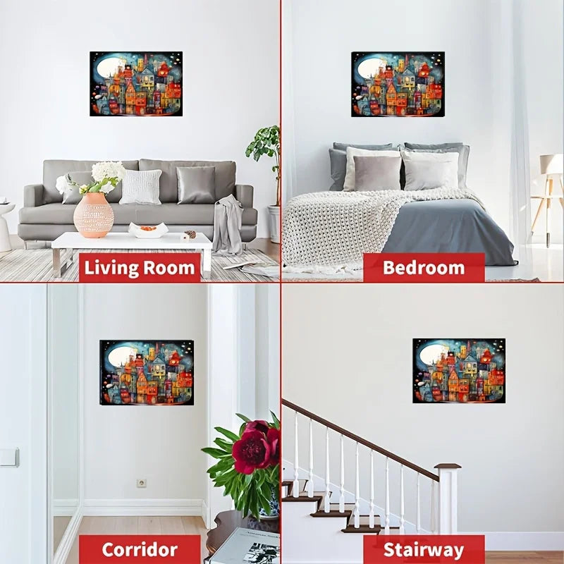 70cm*50cm 1000pcs Dream City Night Puzzle 27.56x19.69inch High Difficulty Puzzle for Adults, Office and Home Wall Decor