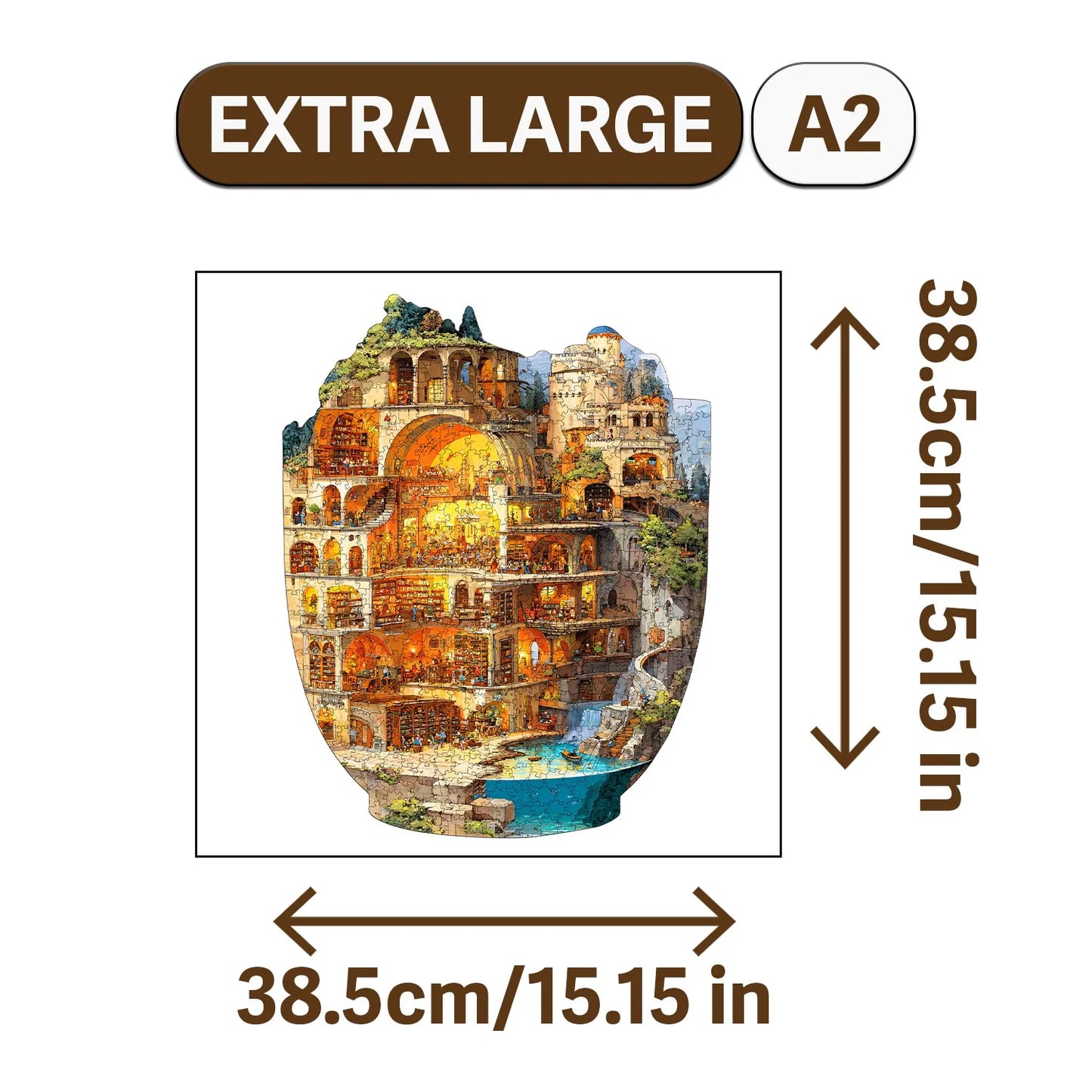 World in Cup Wooden Jigsaw Puzzle Wood Home Decor Painting Christmas and Halloween Gift Toy for Teen and Kid