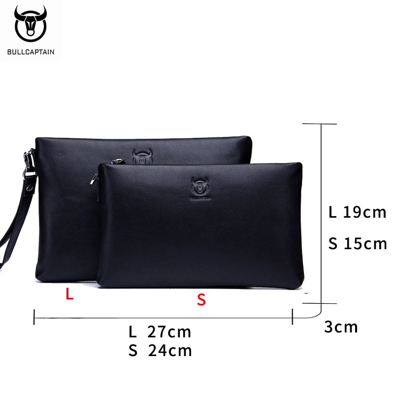BULLCAPTAIN Brand Men's Wallet Clutch Bag Leather Men's Handbag Leather Fashion Men's Casual Bag Designer Ipad Handbag Suitable