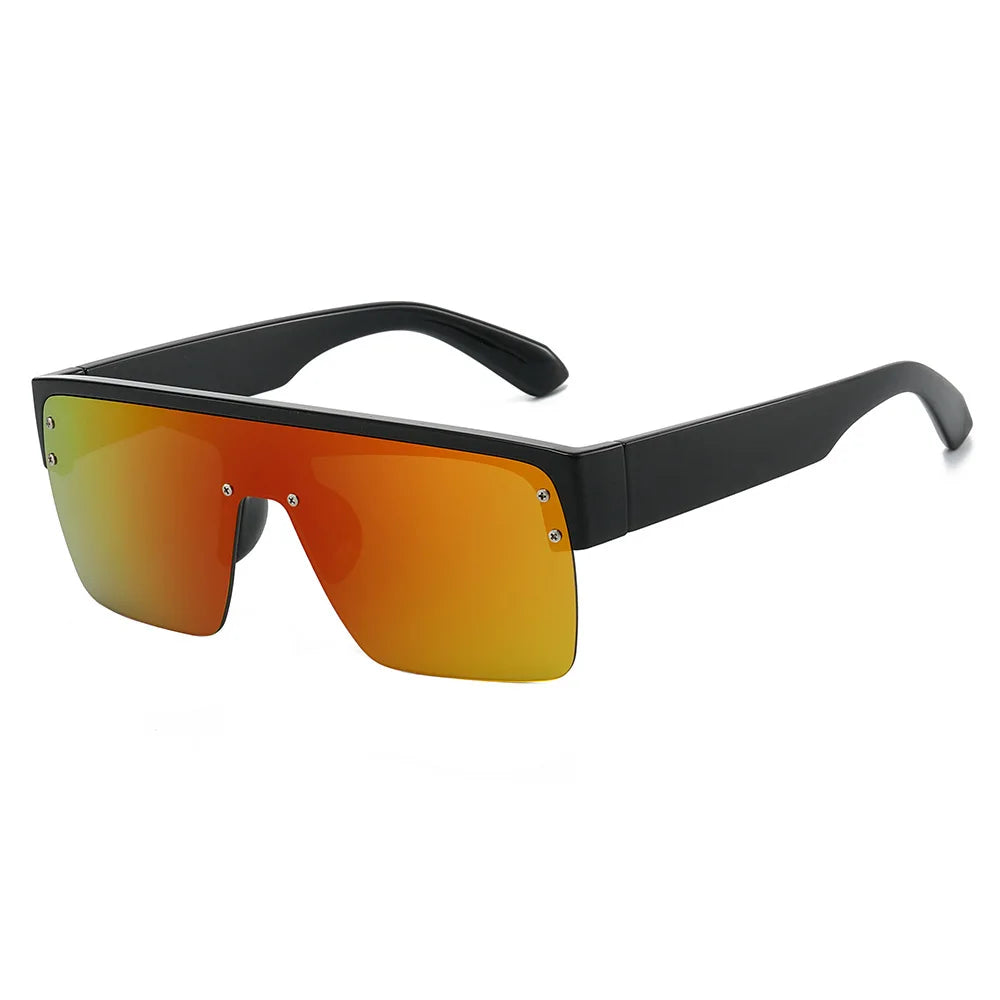 JNPCXI Fashion Square Semi-Rimless Sunglasses Women Vintage Gradient Mirror Shades UV400 Men Trending Sun Glasses