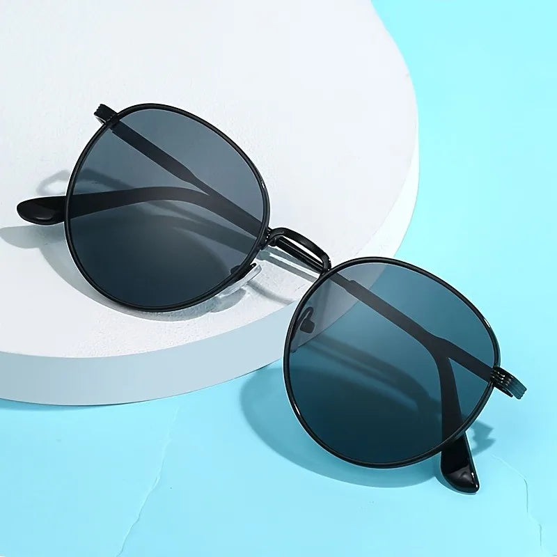 3pcs Unisex Round Metal Fashion Fashion Glasses - Lightweight Oval Retro Round Frames with Decorative Lensesfor Daily Use