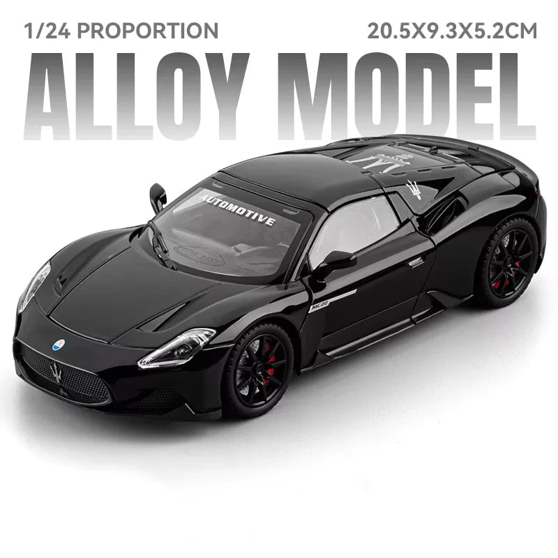 1:24 GT MC20 Alloy Diecast Supercar Toys Models Sound Light Pull Back Shock Absorption Miniature Vehices Friend's Holiday Gifts