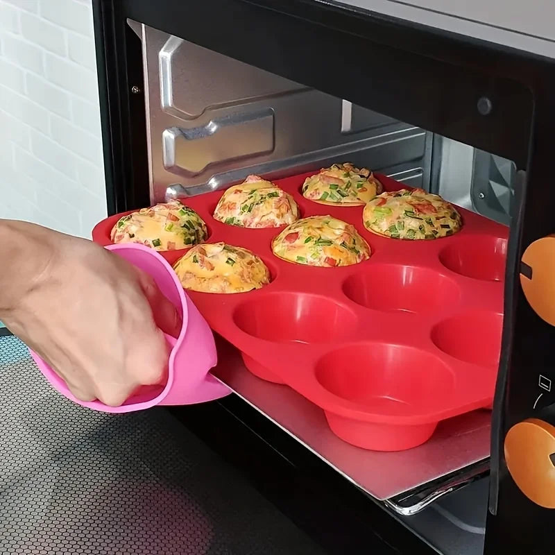 1pc Premium Non-Stick Silicone Muffin Pan,12-Cavity Oven-Safe Baking Tray, Easy Release & Clean, for Perfectly Baked Goods