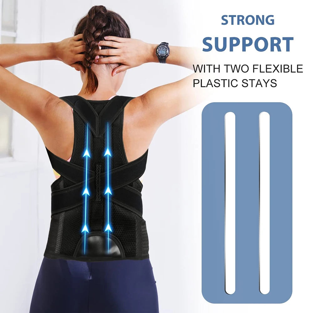 Back Brace Posture Strength Corrector Women Men, Adjustable Support Trainer