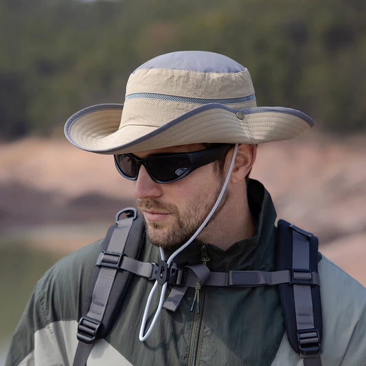 Xinbaoguan 100% Polyester 9248 Summer Big brim Sunshade and Sunscreen Hat for Men and Women Colored Quick Drying Fisherman Hat