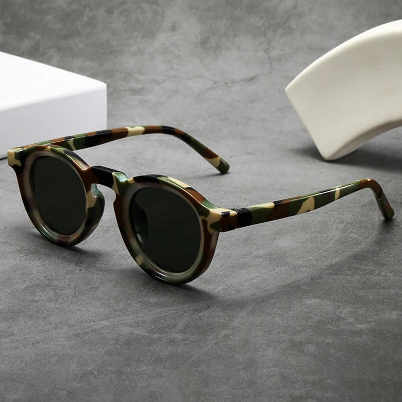 JNPCXI New Round Sunglasses Women Men Punk Shades Retro Trending Sun Glasses Clear Lens Frame UV400 Female
