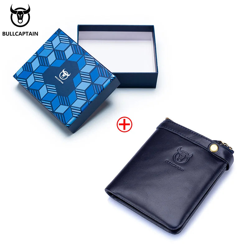 BULLCAPTAIN2022 Vertical Men's Leather Coin Purse High Quality Zipper Organizer RFID Function ID Holder Men's Wallet 058 S