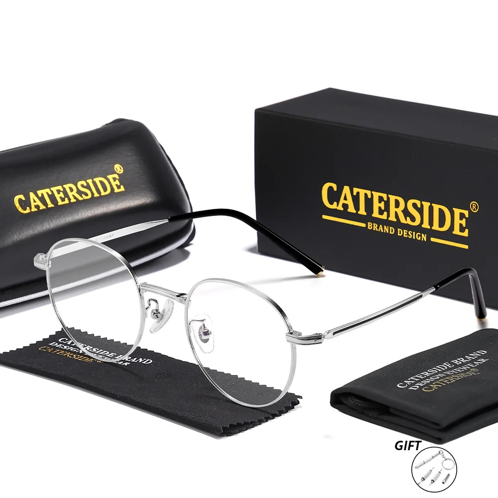 CATERSIDE Men's Classic Prescription Glasses Premium Metal Frame 1.56 Refractive Index Myopia Farsightedness Optical Glasses