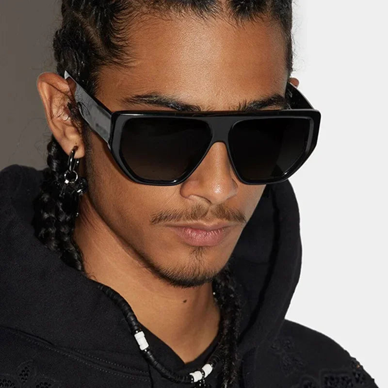 JNPCXI Retro Oversized Sunglasses Men Fashion Brand Designer Black Gradient Shades UV400 Women Trending Sun Glasses