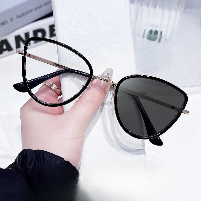 2 in 1  Photochromic Eyeglasses Cat Eye Anti Radiation Eyewear for Women Men