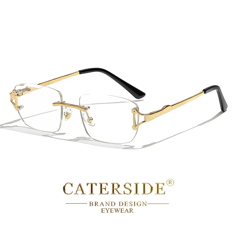 CATERSIDE New Retro Rimless Sunglasses Men's Rectangular Personalized Brand Design Sun Glasses Women Party Festival Eyewear Gift