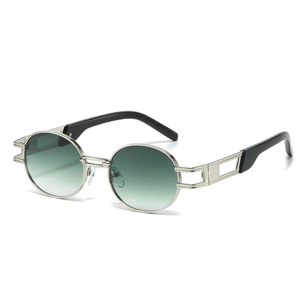 JNPCXI New Metal Steampunk Brand Sunglasses Women Luxury Metal Round Punk Fashion Men Sun Glasses Trend Designer Eyewear UV400