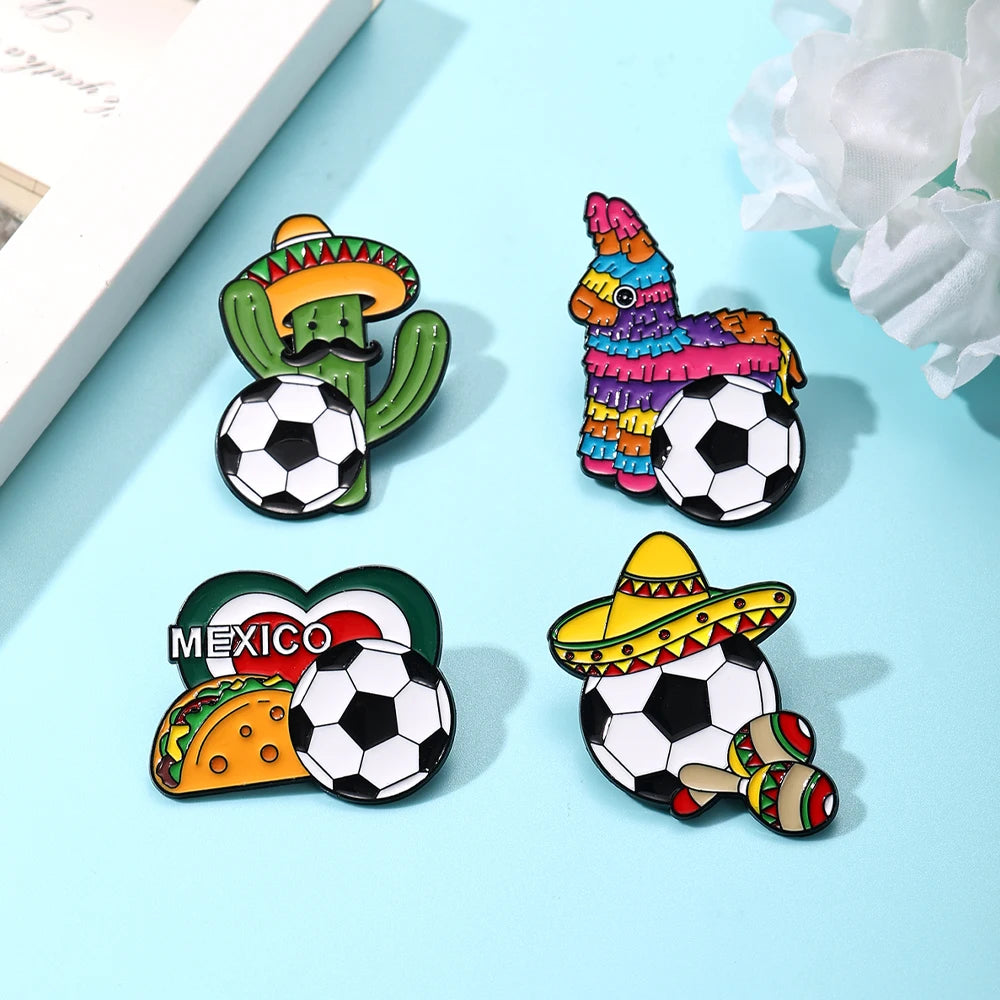 4 PCS Soccer Football Souvenirs As Gifts Trophy Metal Badges Spilla Brooches Pins Personalized Diy Trendy Decorative Accessories