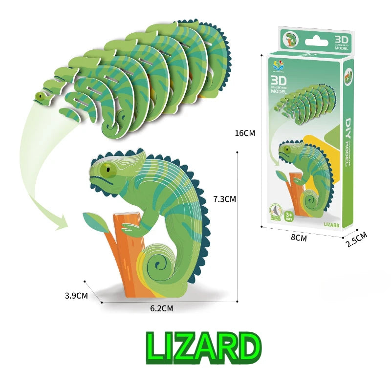 Cartoon paper 3d three-dimensional puzzle toy children's animal world kindergarten handmade educational DIY model ornament