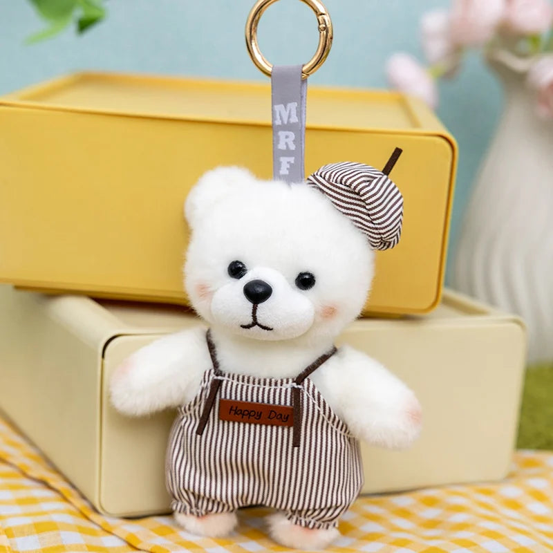 10cm New Kawaii Little Bears Pendant Plush Toy Stuffed Soft Animal Cartoon Bear Backpack School Bag Keychain Decor for Kids Gift