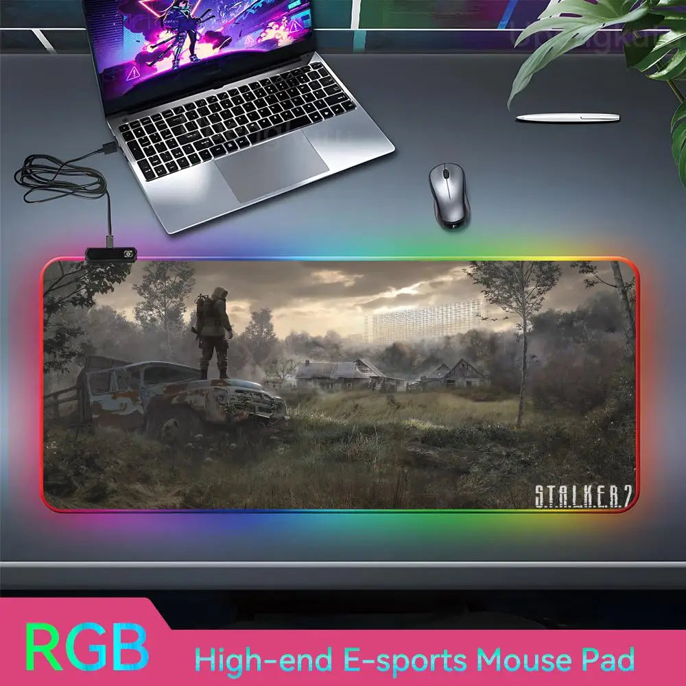 Stalker2 PC Mouse RGB 3mm Rubber Mouse Pad LED Lamp Desk Anime Keyboard Mat 21