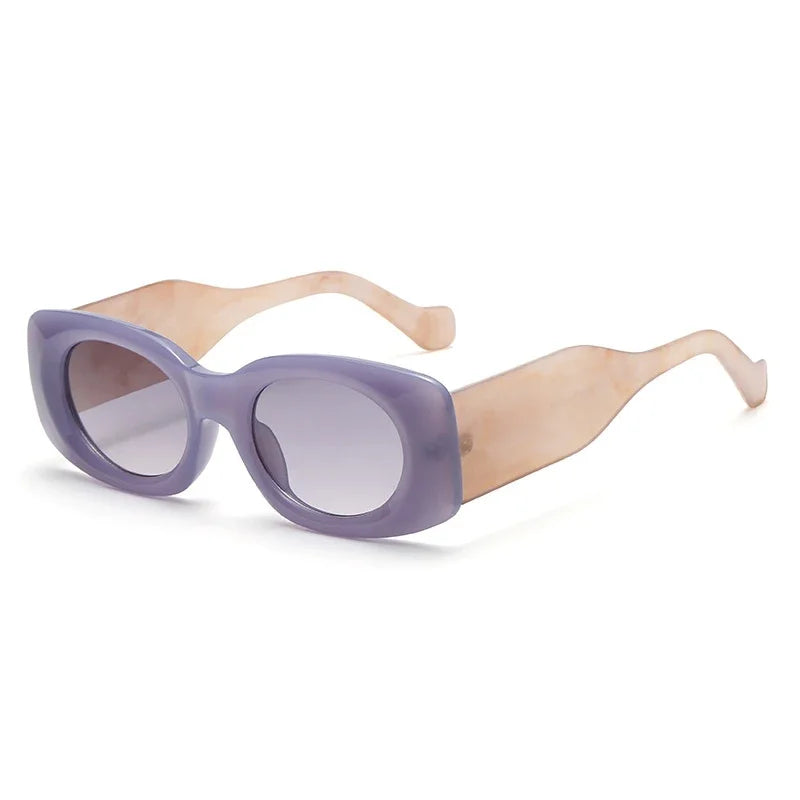 JNPCXI New Ins Popular Fashion Oval Women Jelly Color Sunglasses Retro Gradient Shades UV400 Men Wide Legs Sun Glasses
