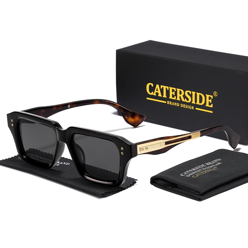 CATERSIDE Retro Men's Sunglasses Unique Temple Design Luxurious Sun Glasses Women Thick Frame Travel Parties UV400 Eyeglasses
