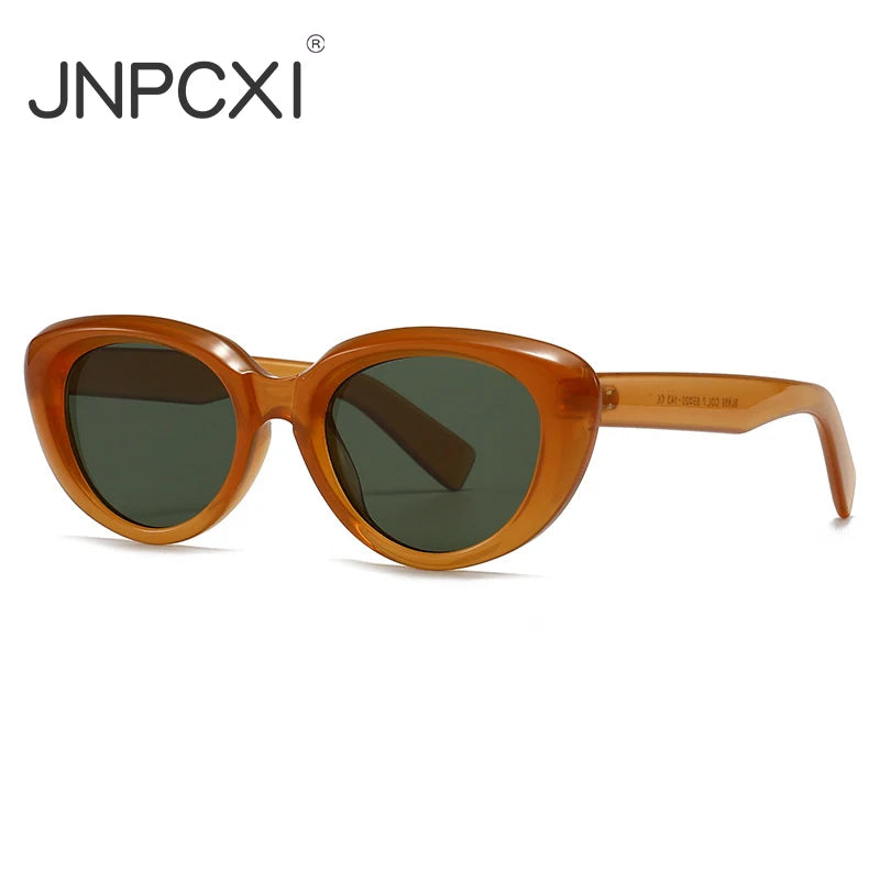 JNPCXI New Vintage Cat Eye Women Sunglasses Fashion Rivets Men Tea Shades UV400 Trending Sun Glasses
