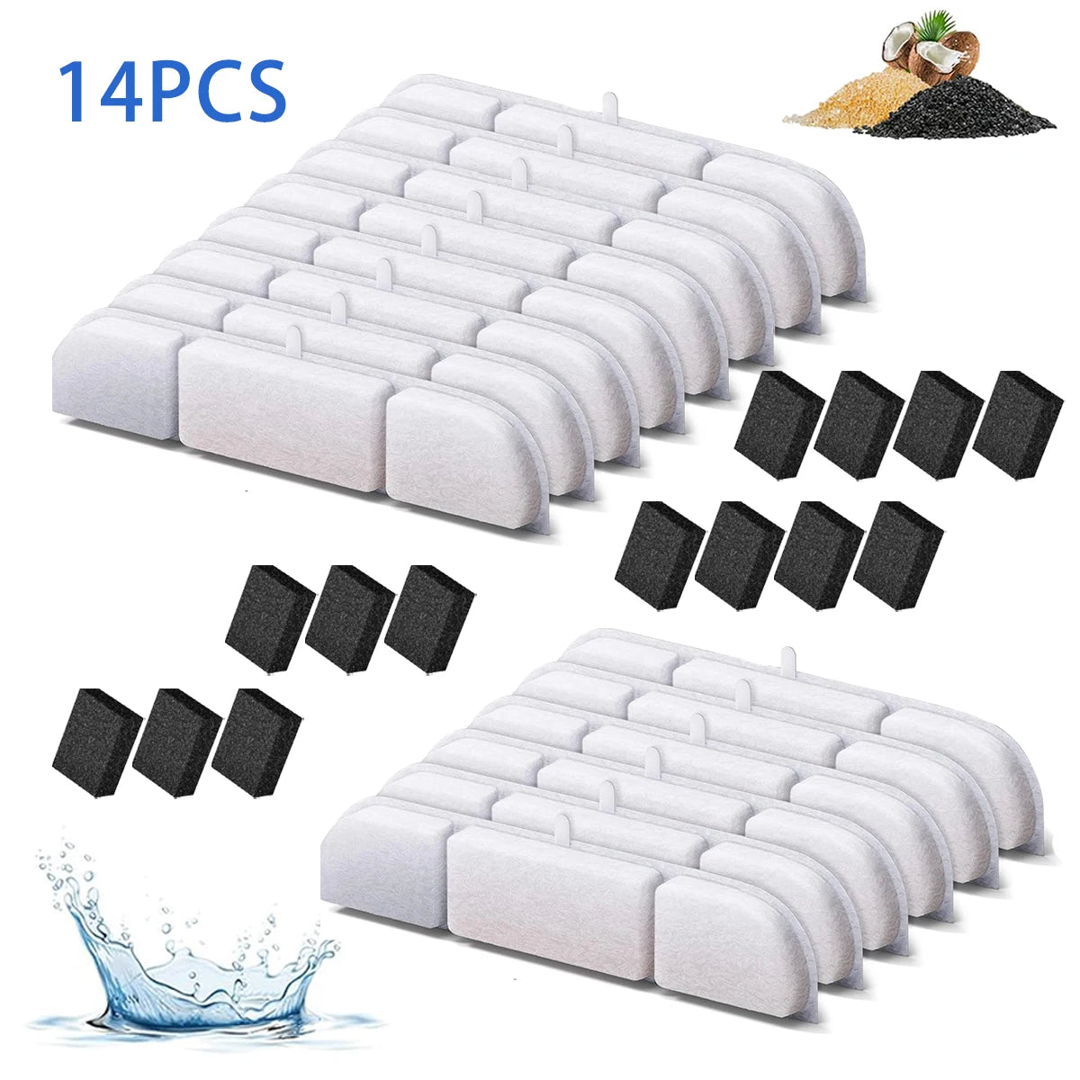 6/8/12/14/16PCS Activated Carbon Replacement Filters Pet Auto Drinking Fountain